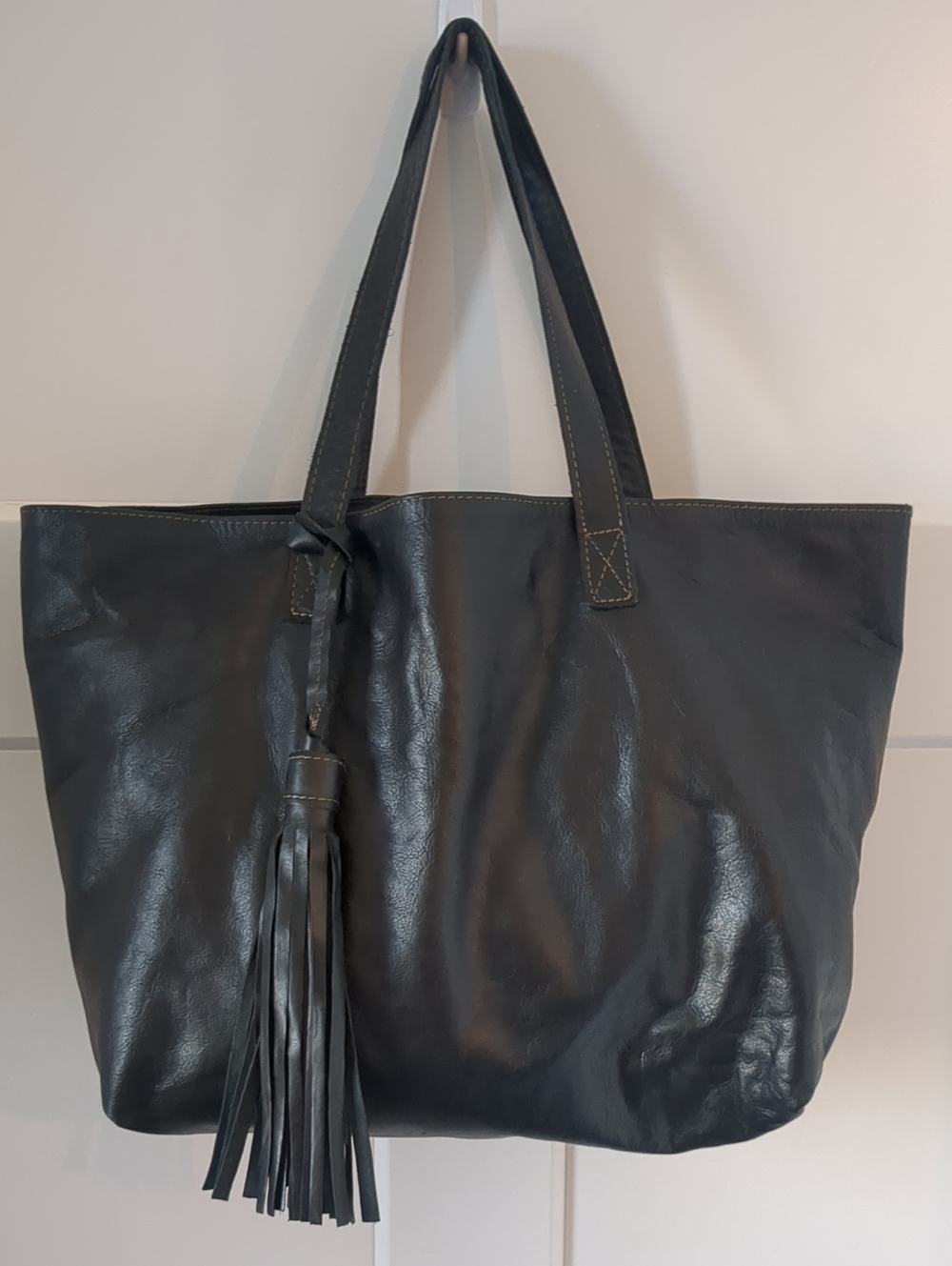 Black Leather Tote Bag
